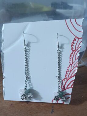 Double Flower Double Gem Earrings